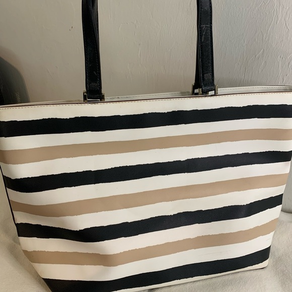 Kate Spade Jules Grant Street Tote Grainy Vinyl Striped PreOwned Slight Wear - Picture 8 of 14